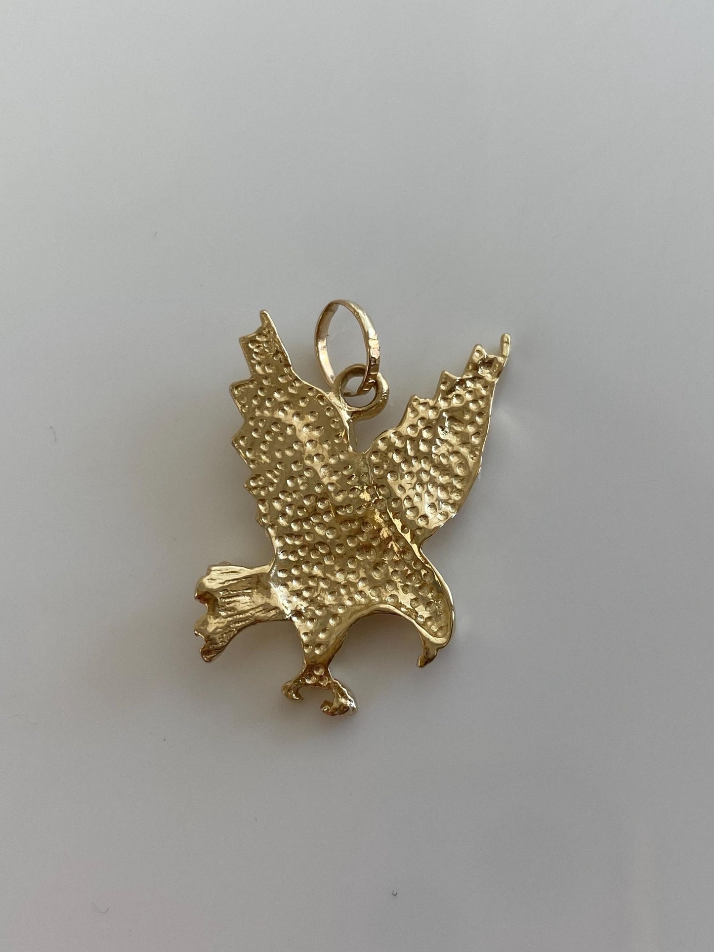 Vintage Solid 14k Yellow Gold Diamond Cut Eagle Charm
