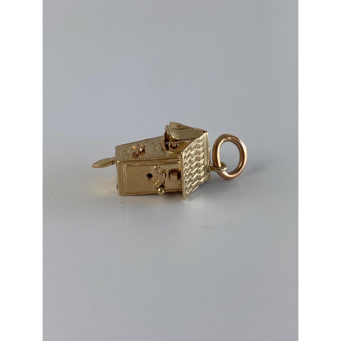 Solid 14k Yellow Gold Articulated Cuckoo Clock Charm