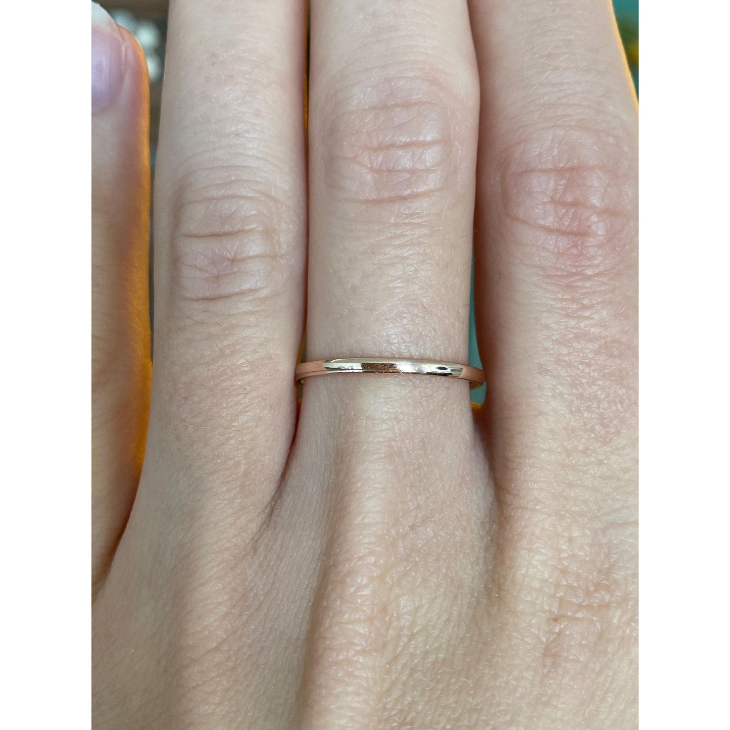 Vintage Solid 14k Rose Gold Slim Ring Band - Size 8