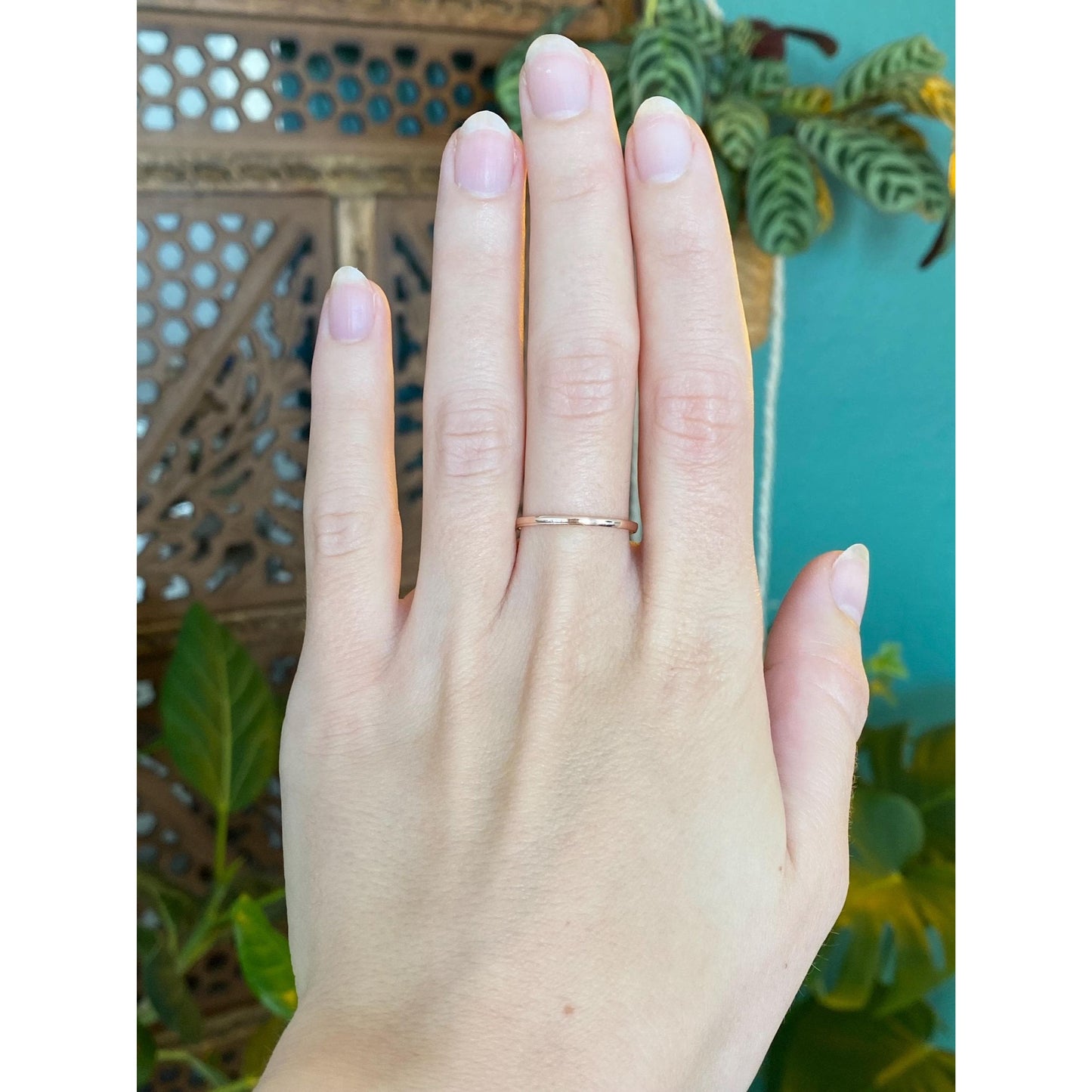 Vintage Solid 14k Rose Gold Slim Ring Band - Size 8