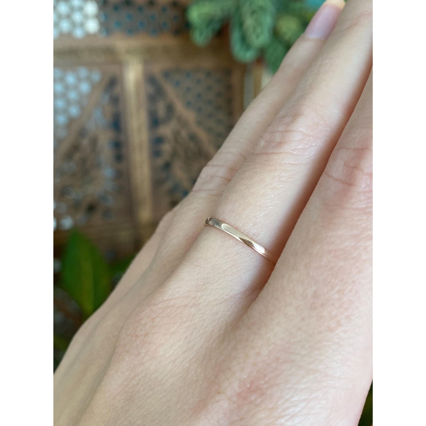 Vintage Solid 14k Rose Gold Slim Ring Band - Size 8