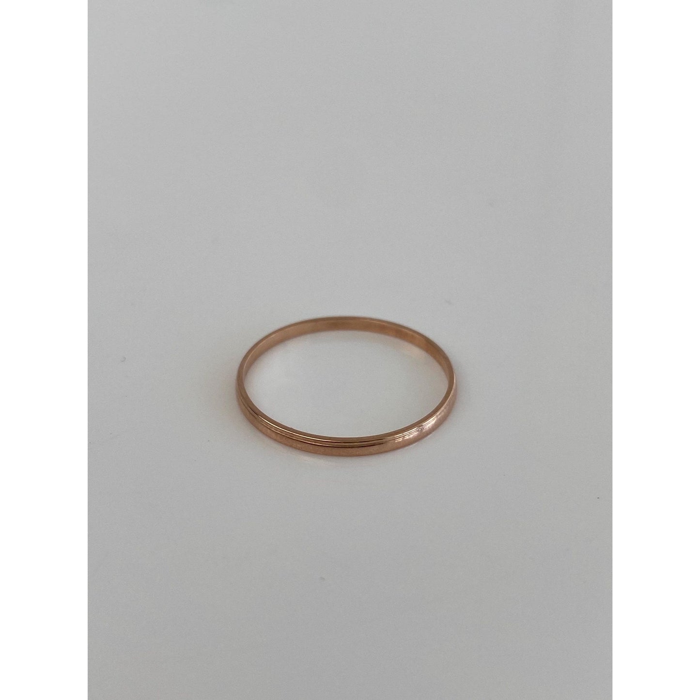 Vintage Solid 14k Rose Gold Slim Ring Band - Size 8