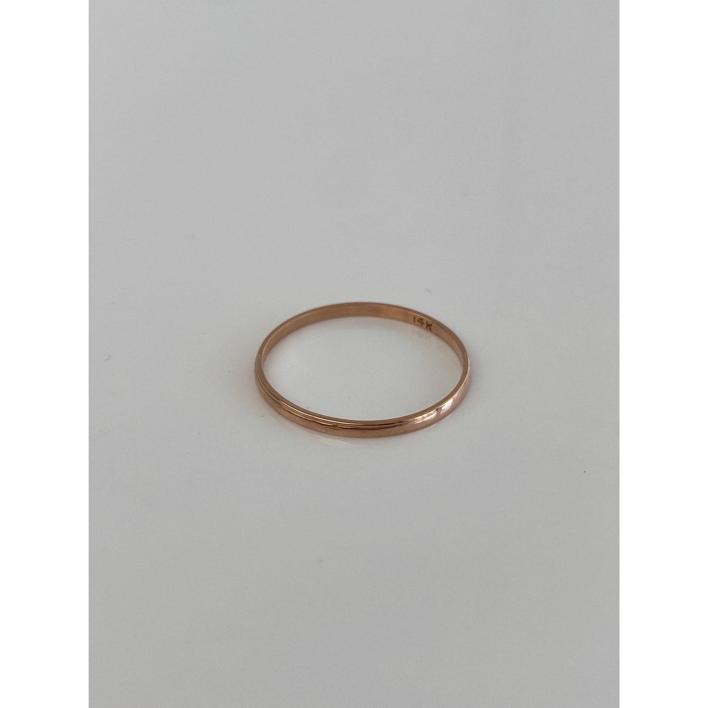 Vintage Solid 14k Rose Gold Slim Ring Band - Size 8