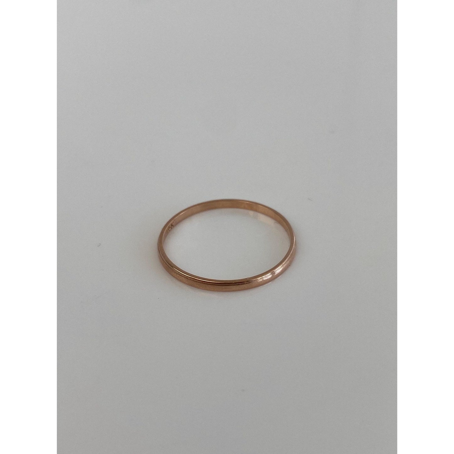 Vintage Solid 14k Rose Gold Slim Ring Band - Size 8
