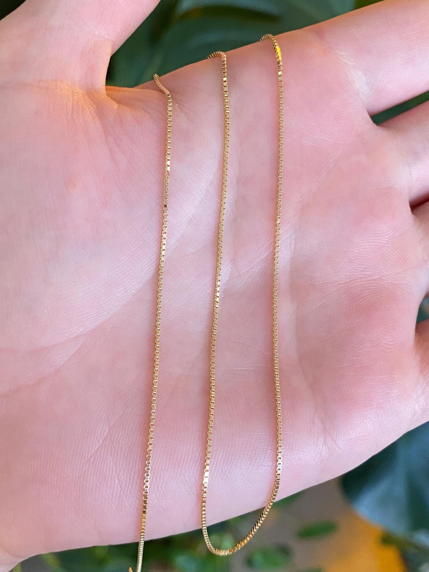 Vintage Solid 14k Yellow Gold Box Chain Necklace - 16 inches