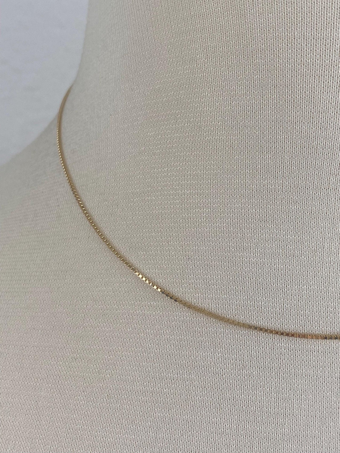 Vintage Solid 14k Yellow Gold Box Chain Necklace - 16 inches