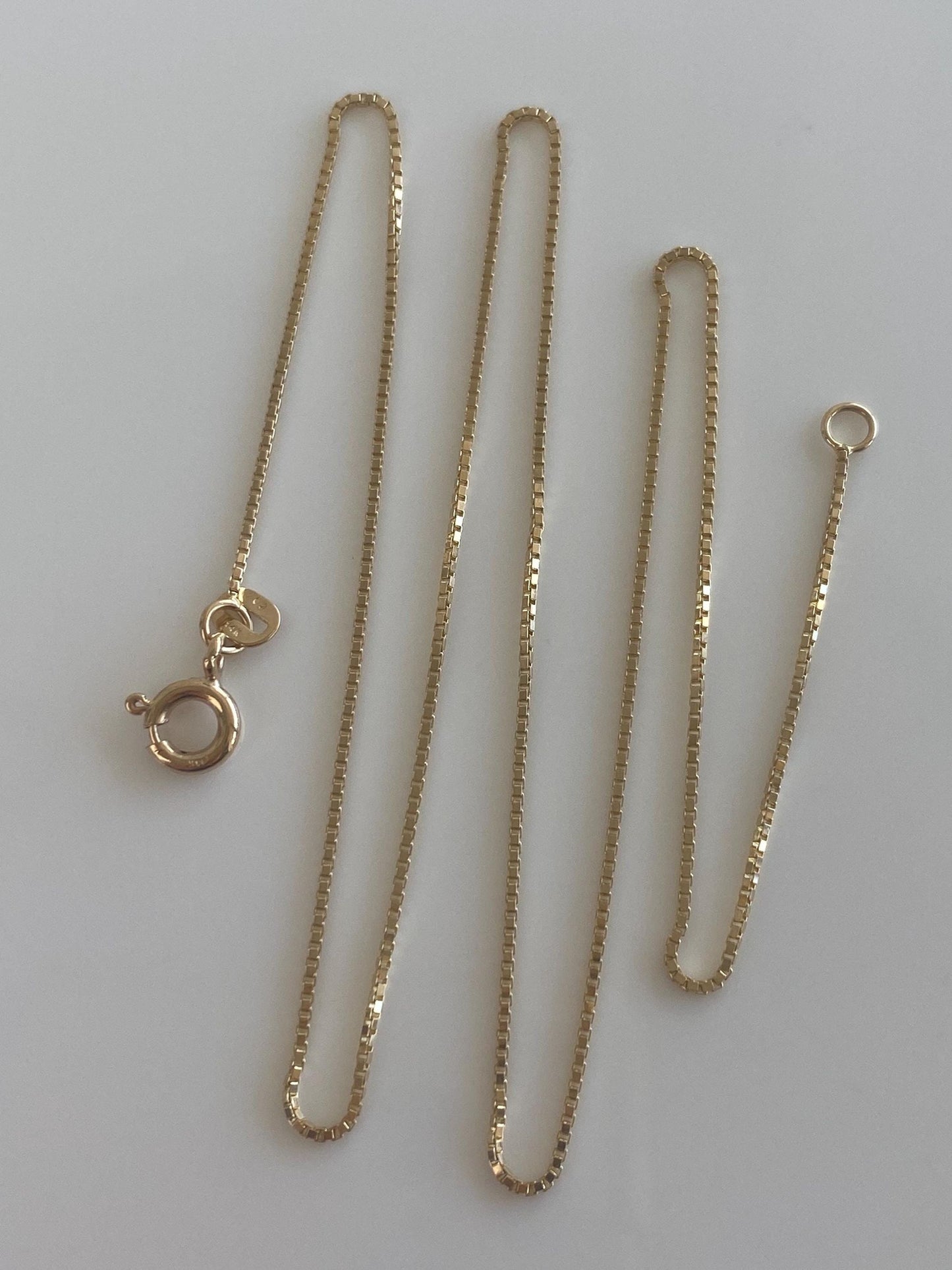 Vintage Solid 14k Yellow Gold Box Chain Necklace - 16 inches