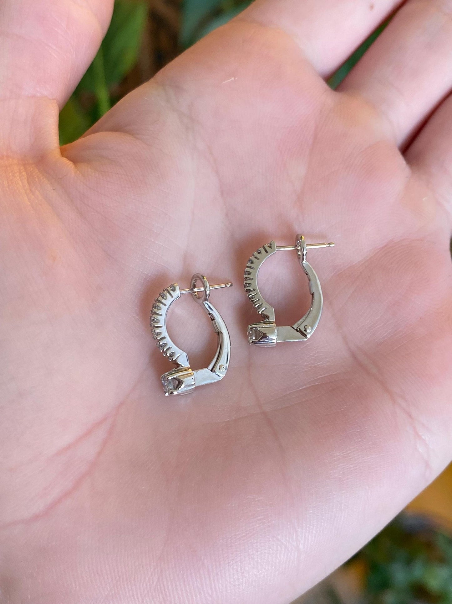 Vintage Solid 14k White Gold Diamond Drop Earrings
