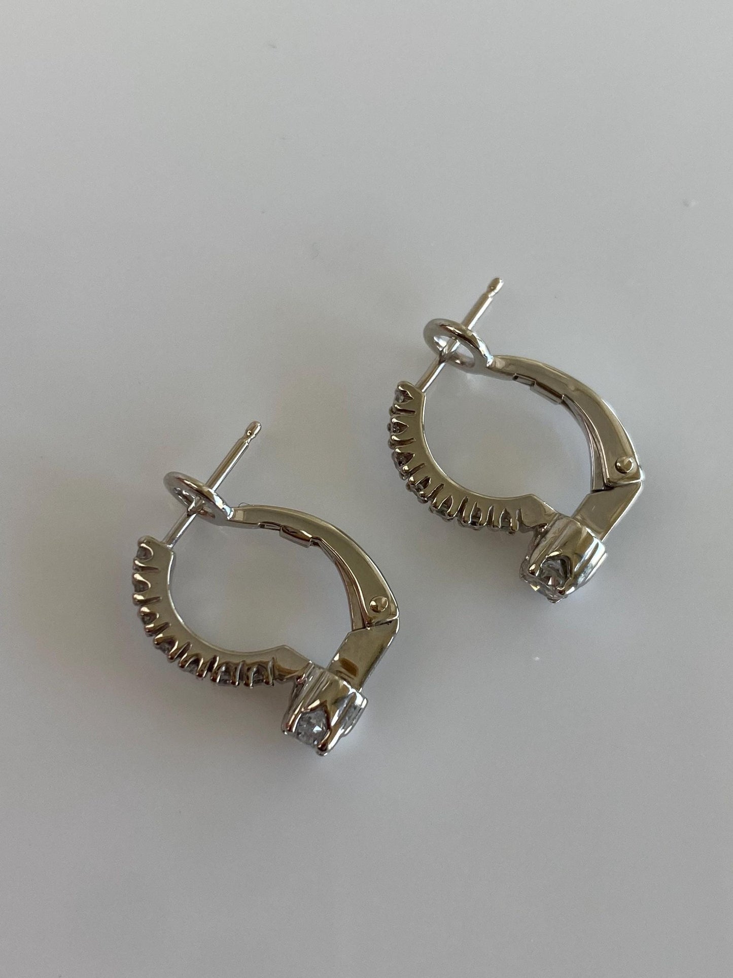 Vintage Solid 14k White Gold Diamond Drop Earrings