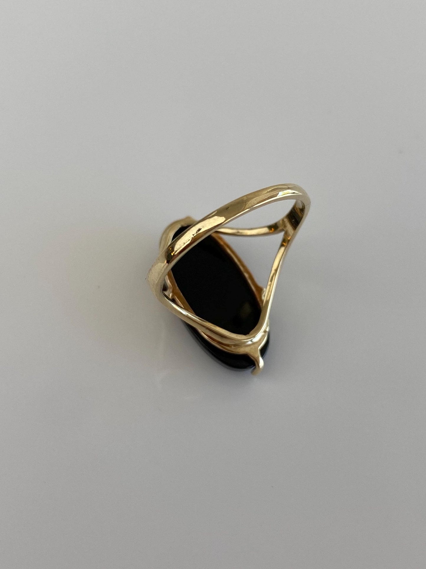 Vintage Solid 10k Yellow Gold Black Onyx Diamond Ring - Size 6.25