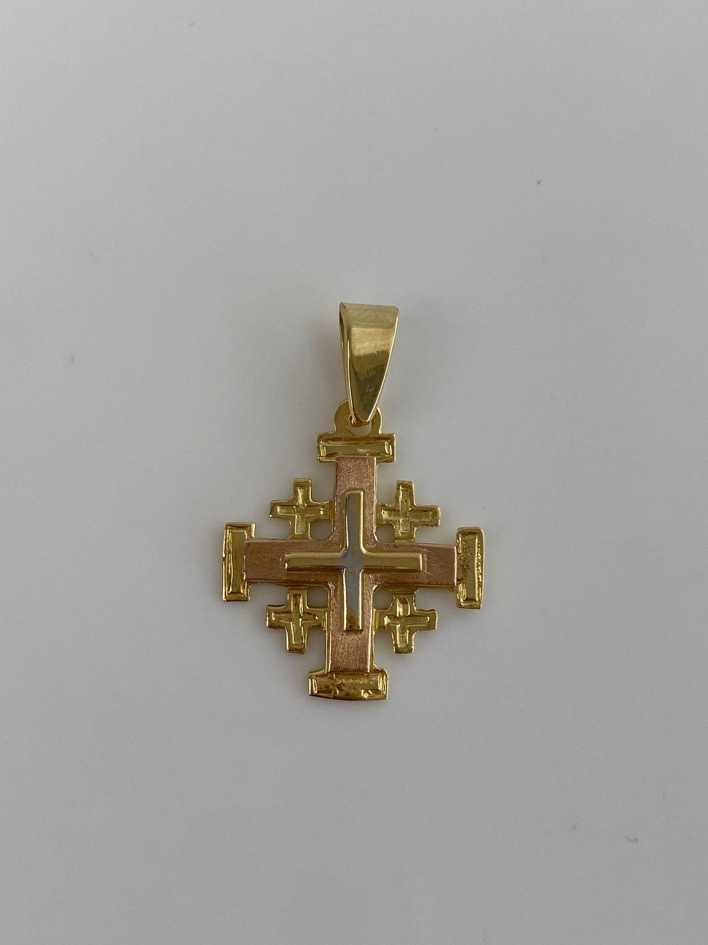Vintage Solid 18k Tri Tone Gold Jerusalem Crosses Charm