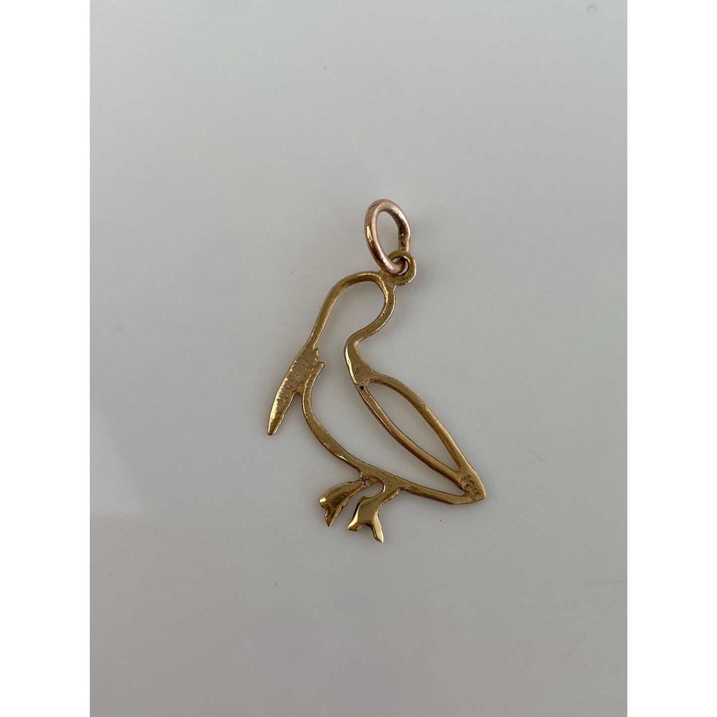 Vintage Solid 10k Yellow Gold Pelican Charm