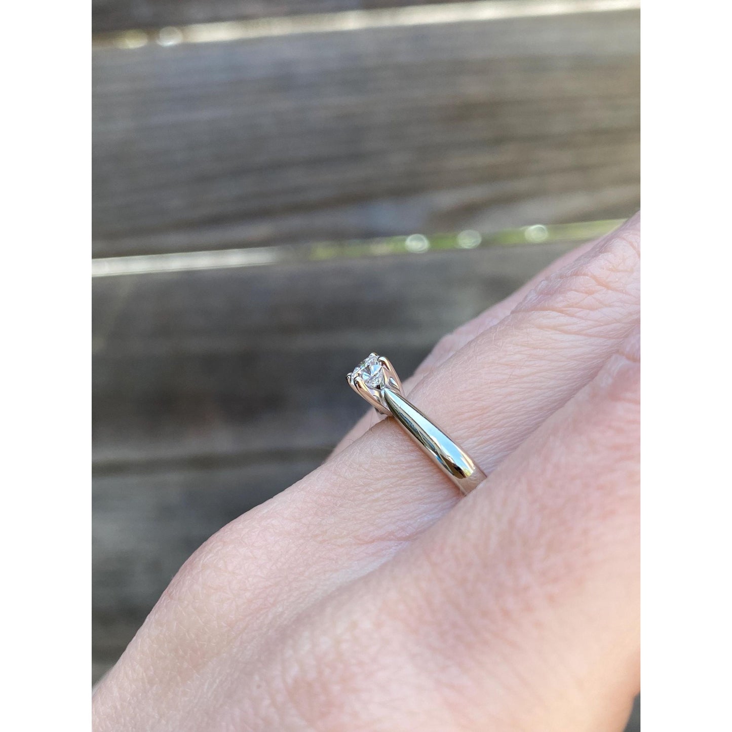 Vintage Solid 14k White Gold Diamond Ring - Size 6.25