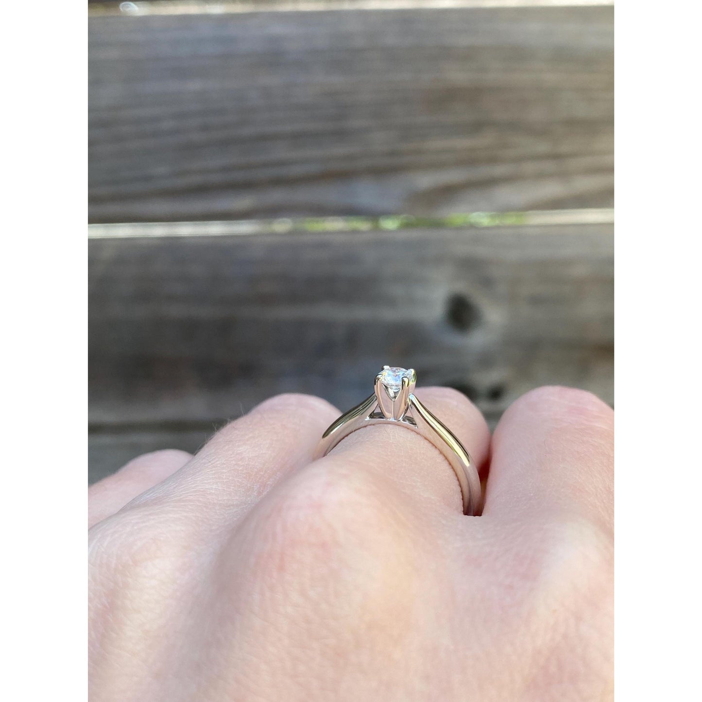 Vintage Solid 14k White Gold Diamond Ring - Size 6.25