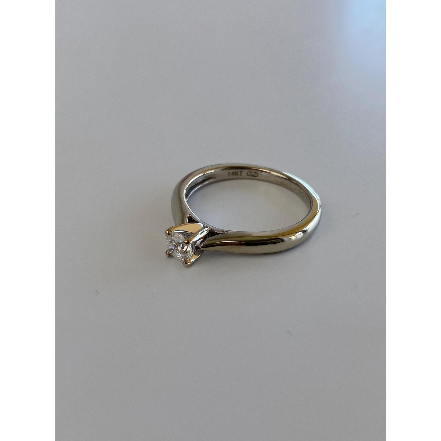 Vintage Solid 14k White Gold Diamond Ring - Size 6.25