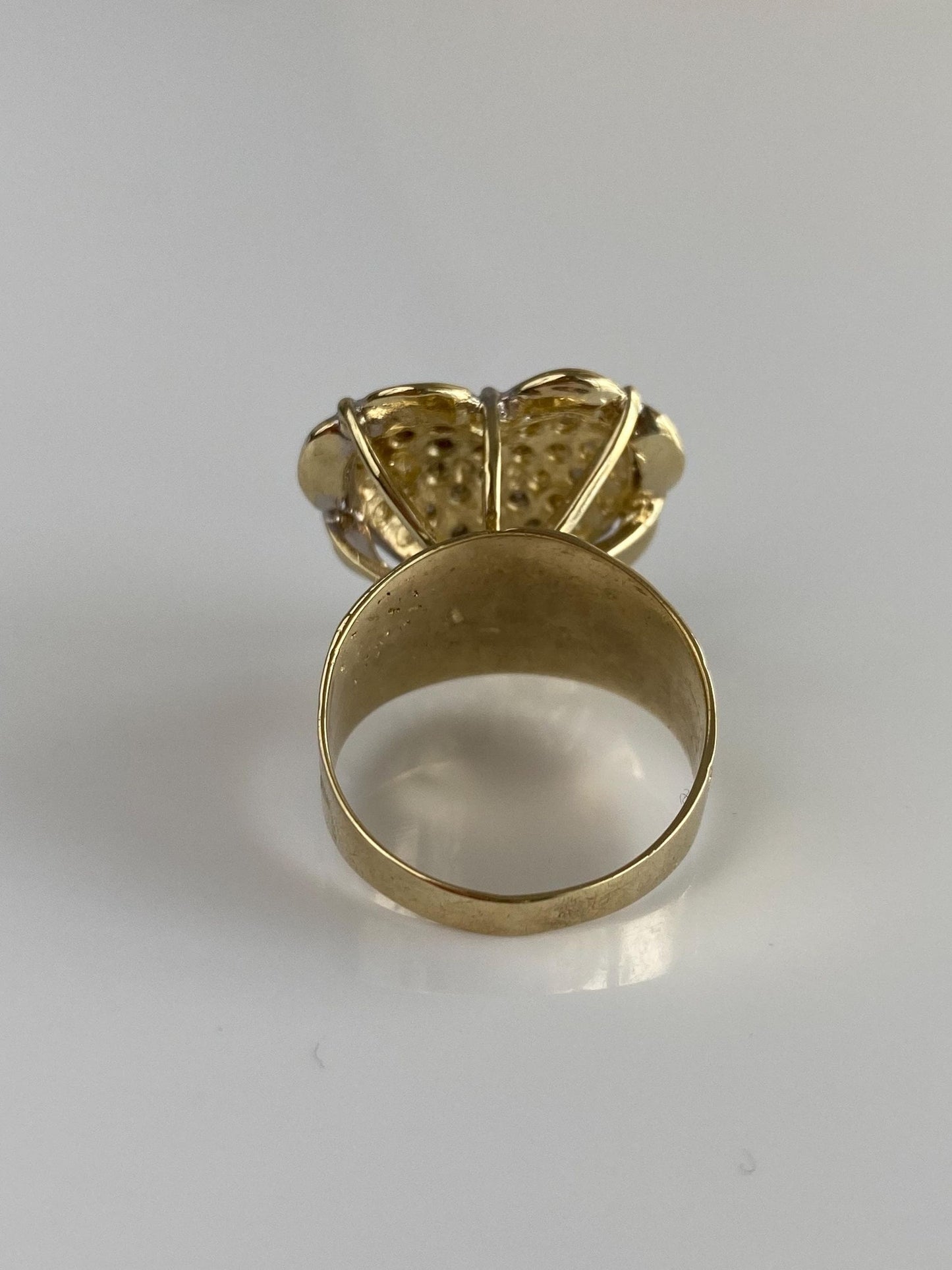 Vintage Solid 10k White & Yellow Gold Diamond Heart Ring - Size 9
