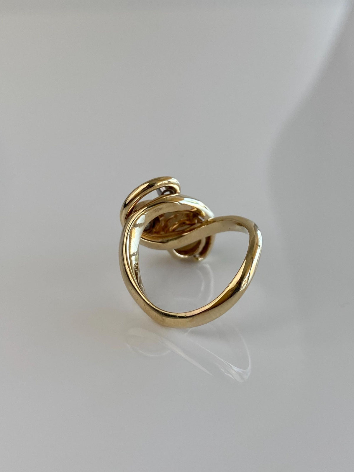 Vintage Solid 14k Yellow Gold Diamonds Opal Ring - Size 6.5