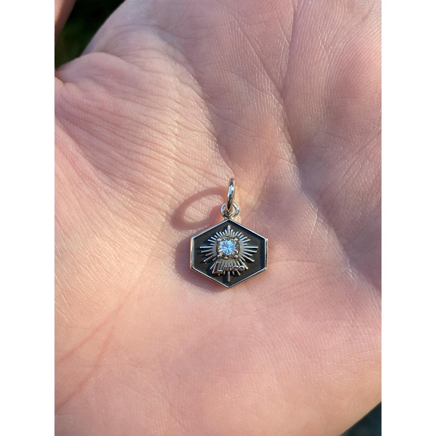 Solid 10k White Gold Diamond 'Lilco' Charm