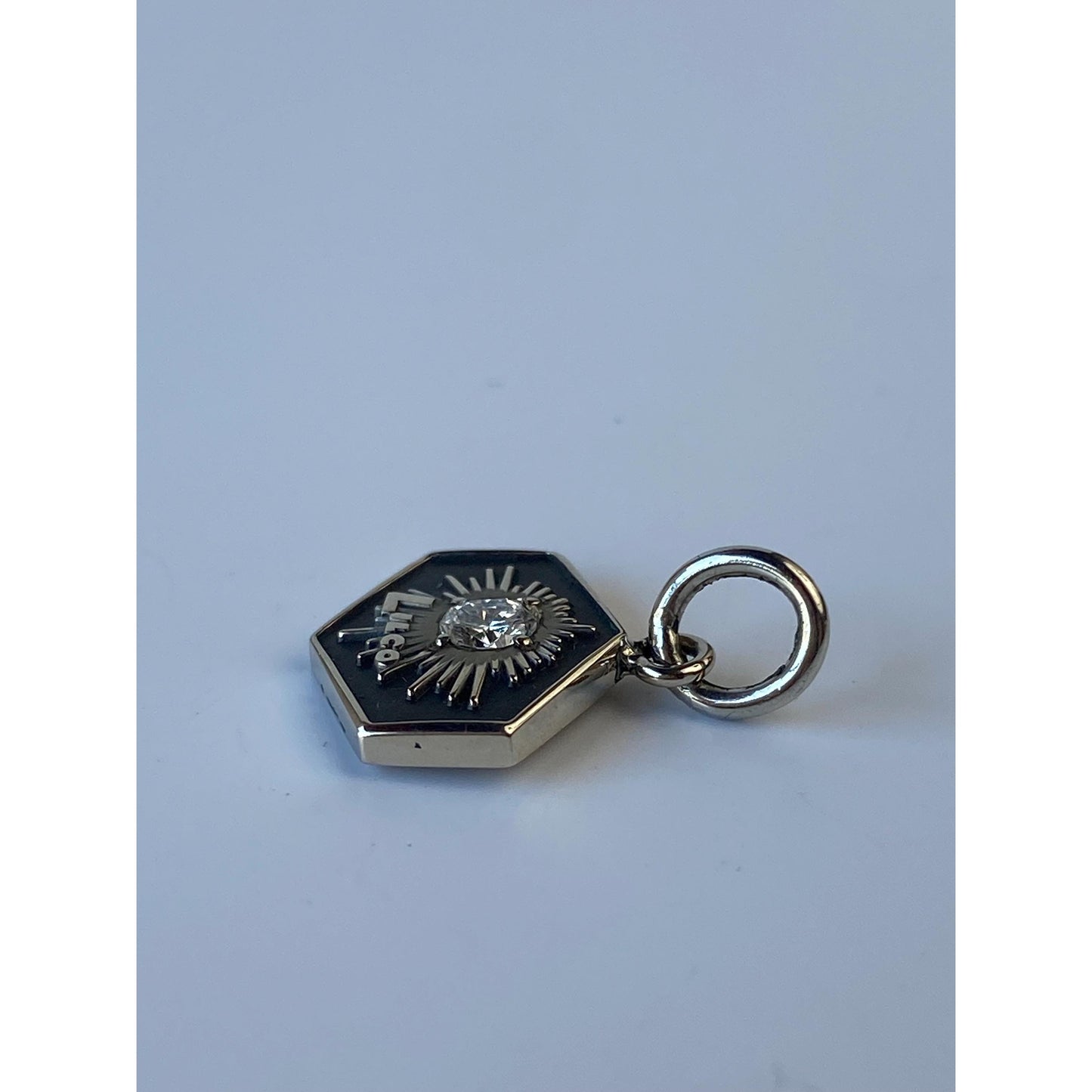 Solid 10k White Gold Diamond 'Lilco' Charm