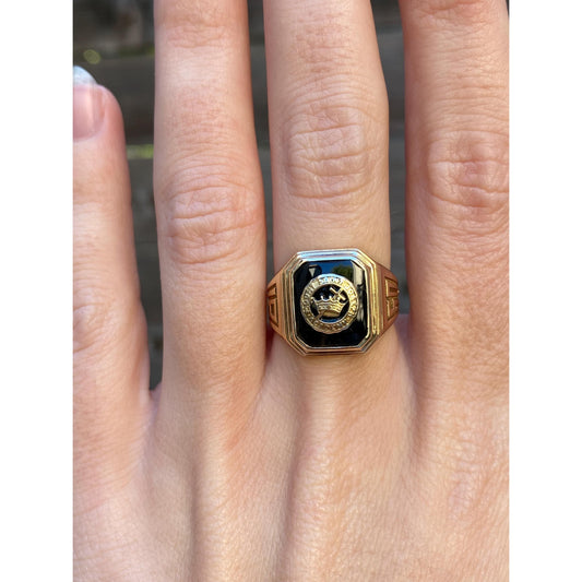 Vintage Solid 10k Yellow Gold Onyx 1951 Class Ring - Size 6