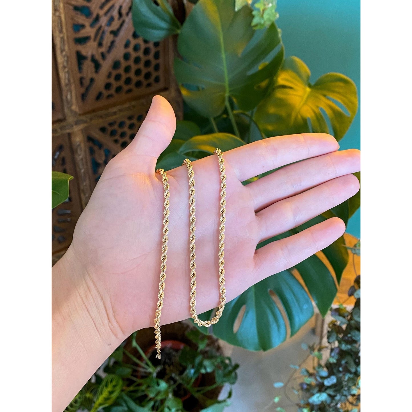 Vintage 14k Yellow Gold Rope Chain Necklace - 20.25 inches