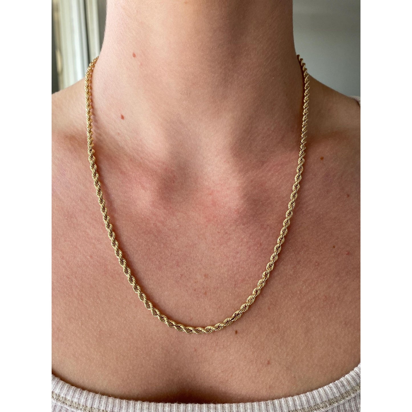 Vintage 14k Yellow Gold Rope Chain Necklace - 20.25 inches