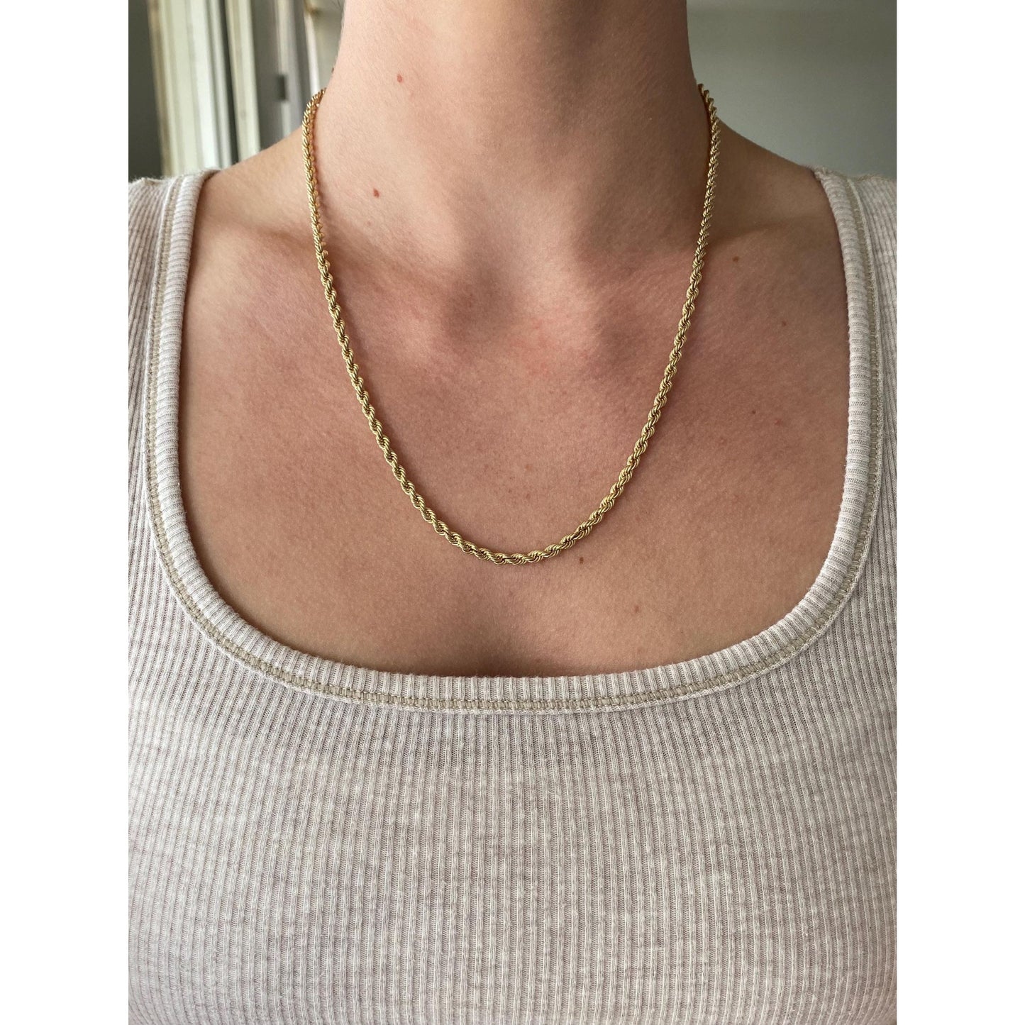 Vintage 14k Yellow Gold Rope Chain Necklace - 20.25 inches