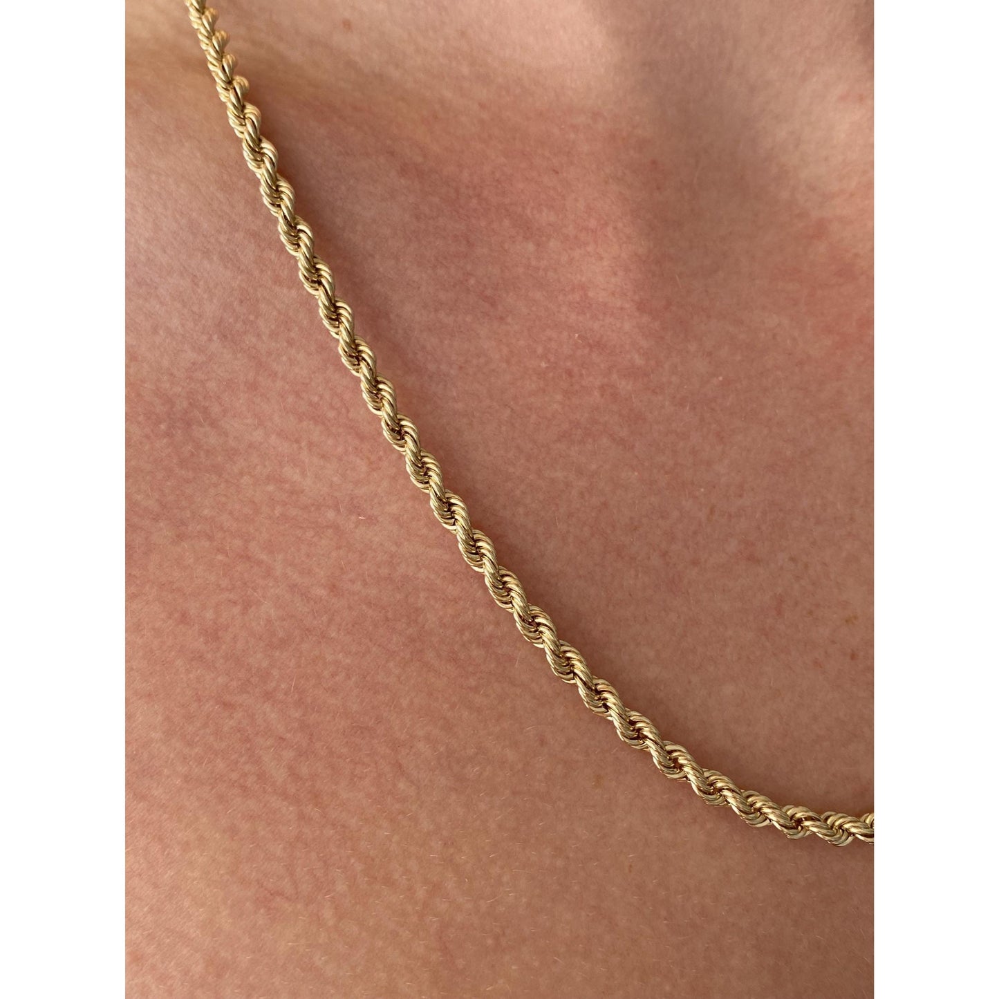 Vintage 14k Yellow Gold Rope Chain Necklace - 20.25 inches