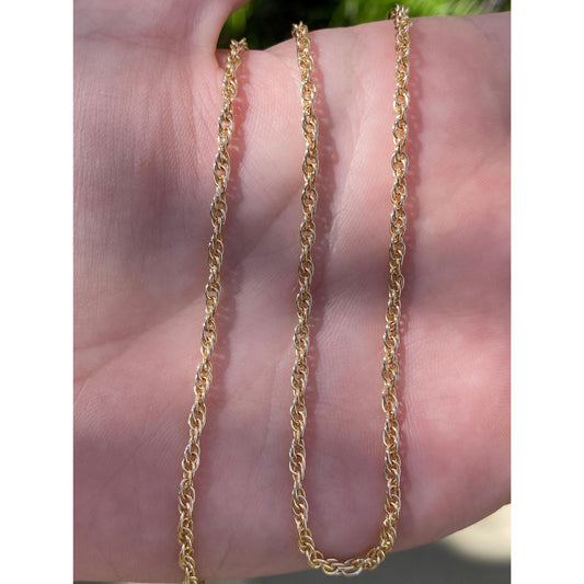 Vintage Solid 14k Yellow Gold Rope Chain Necklace - 18 inches