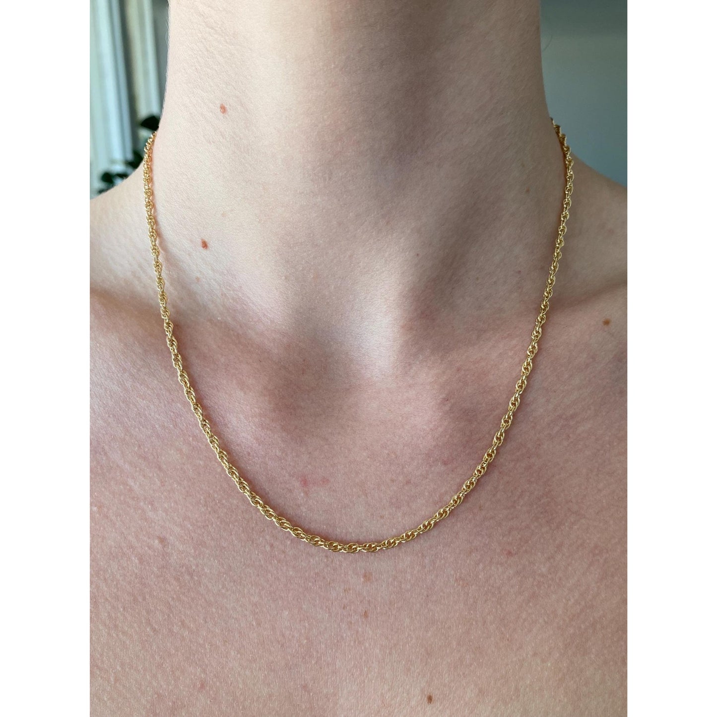 Vintage Solid 14k Yellow Gold Rope Chain Necklace - 18 inches