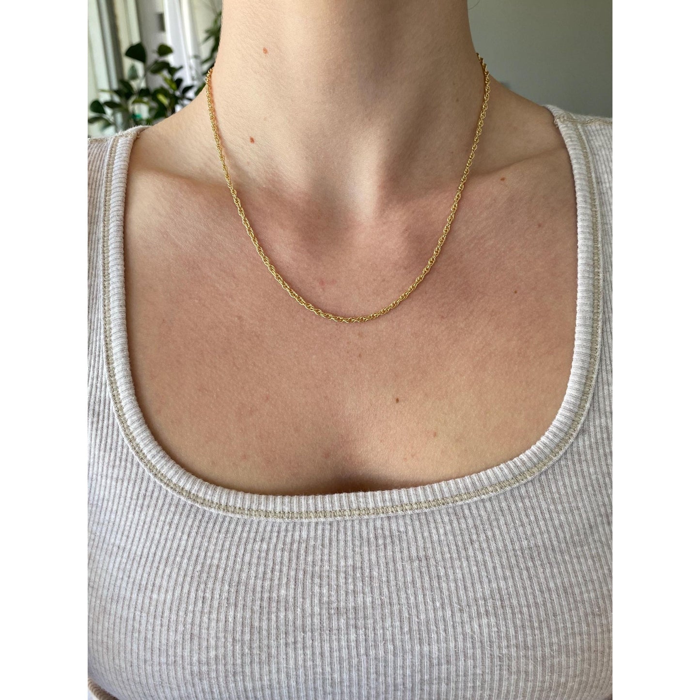 Vintage Solid 14k Yellow Gold Rope Chain Necklace - 18 inches