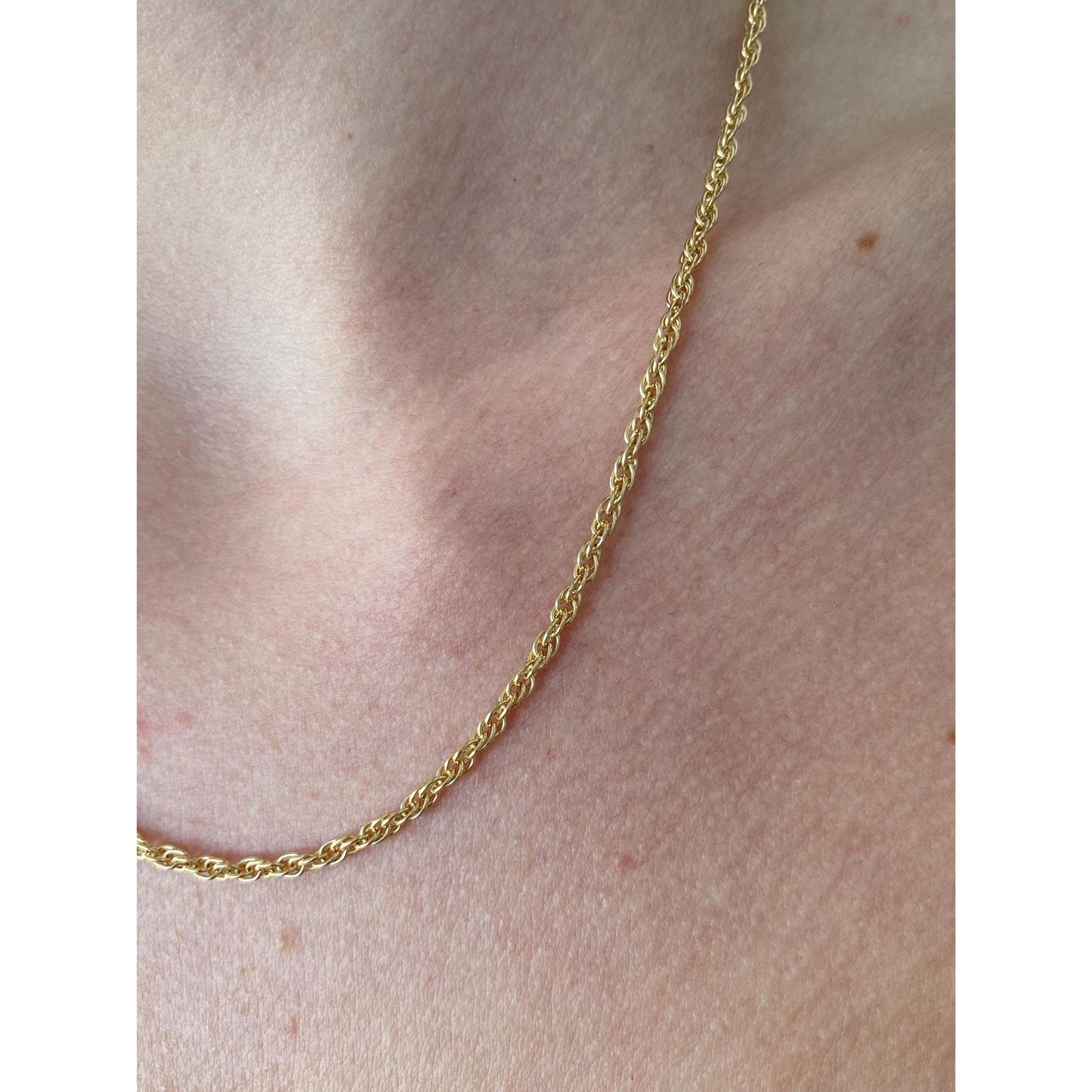 Vintage Solid 14k Yellow Gold Rope Chain Necklace - 18 inches