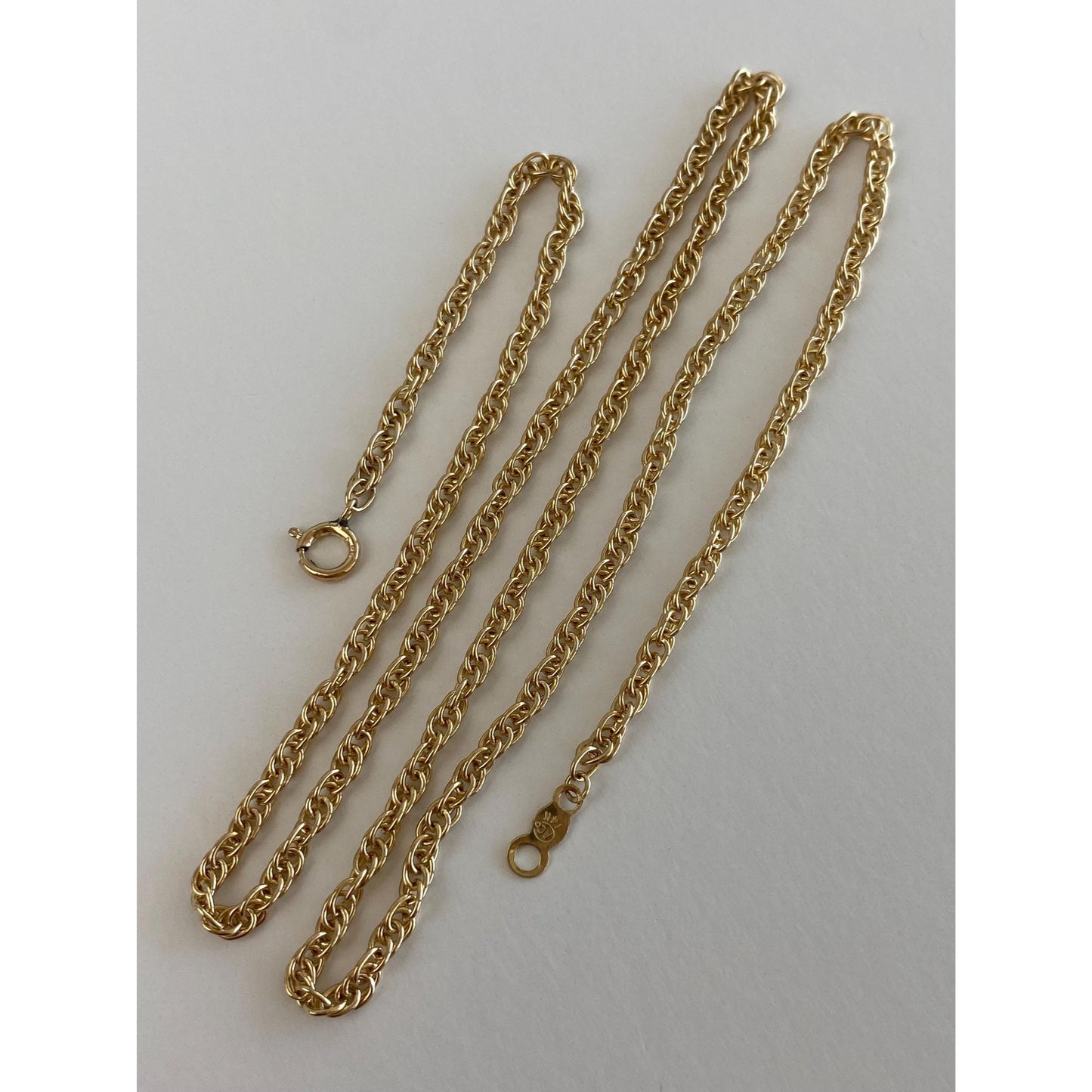 Vintage Solid 14k Yellow Gold Rope Chain Necklace - 18 inches