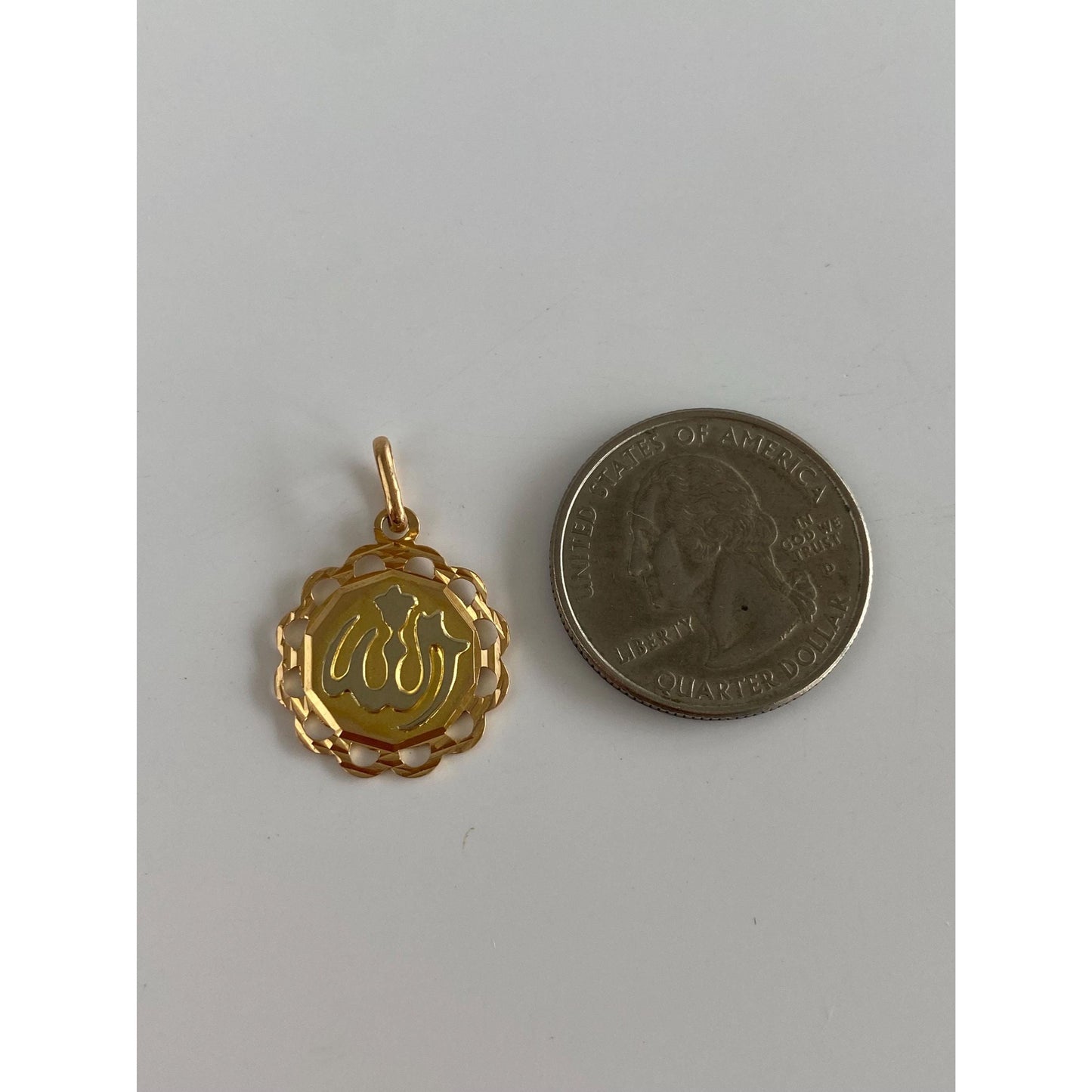 Vintage Solid 18k Yellow Gold Arabic Muslim Allah Charm