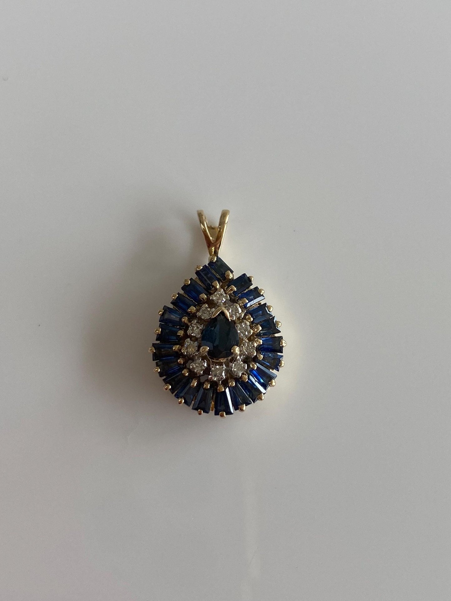 Solid 14k White & Yellow Gold Diamond Blue Sapphire Charm