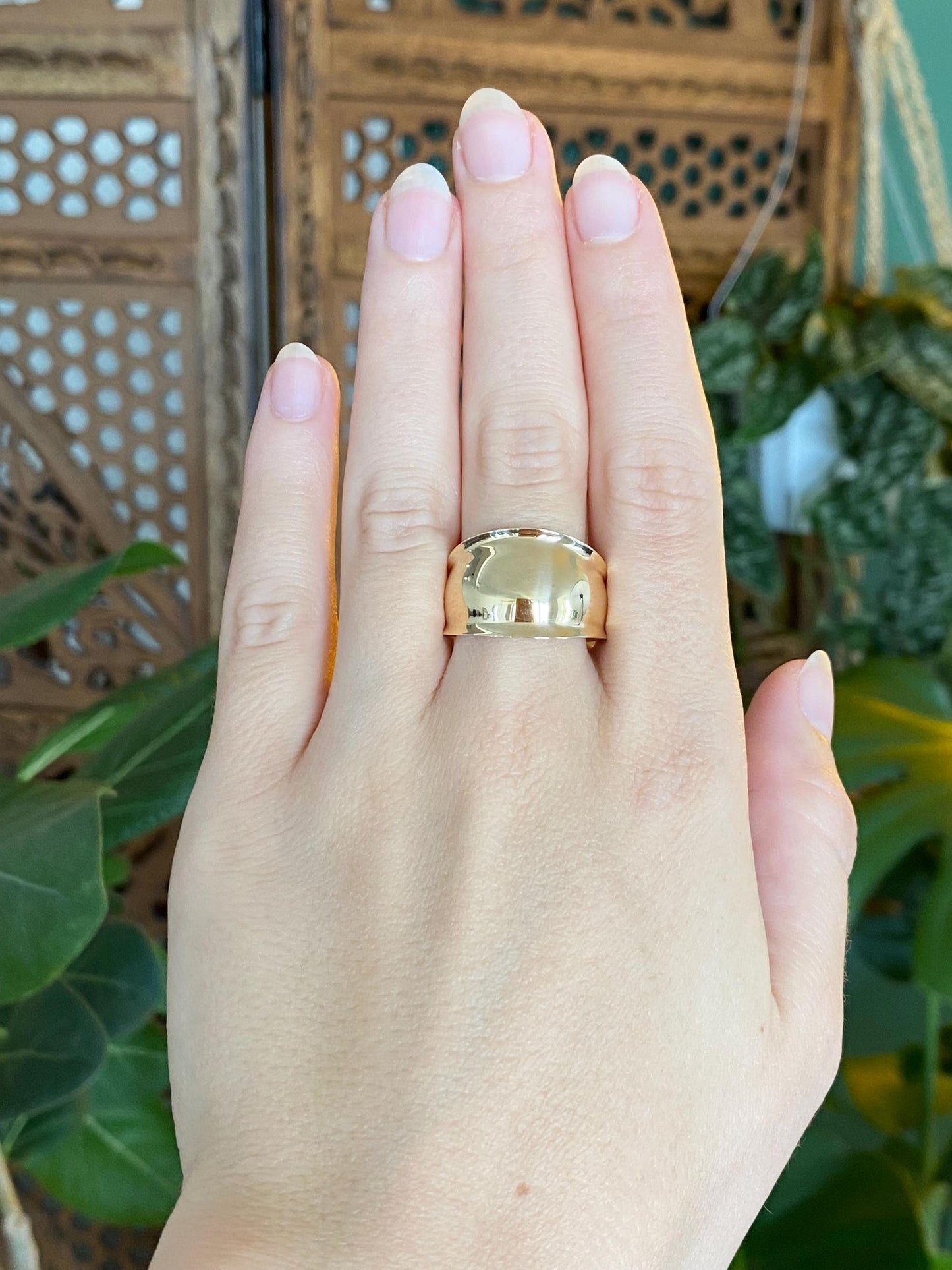 Vintage Solid 14k Yellow Gold Domed Ring - Size 9.75