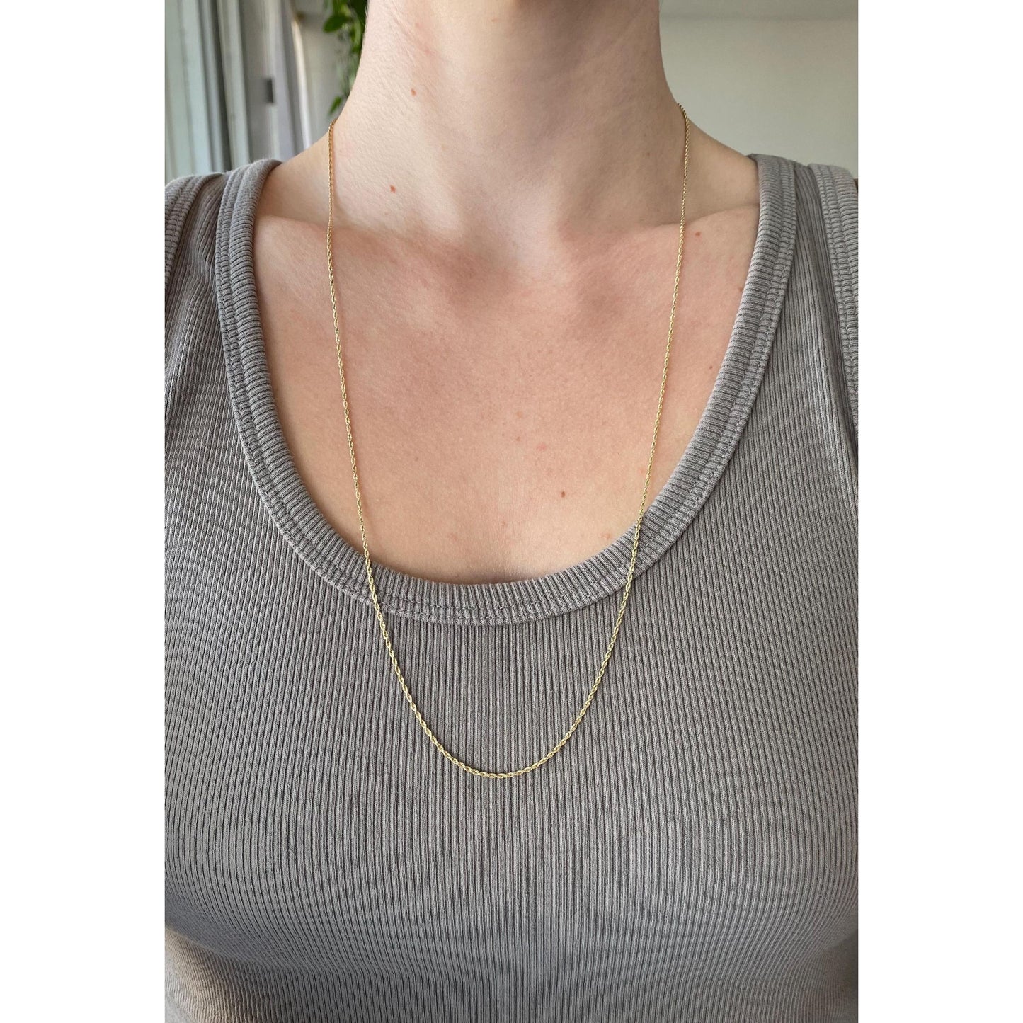 Vintage Solid 14k Yellow Gold Long Dainty Chain - 27 inches