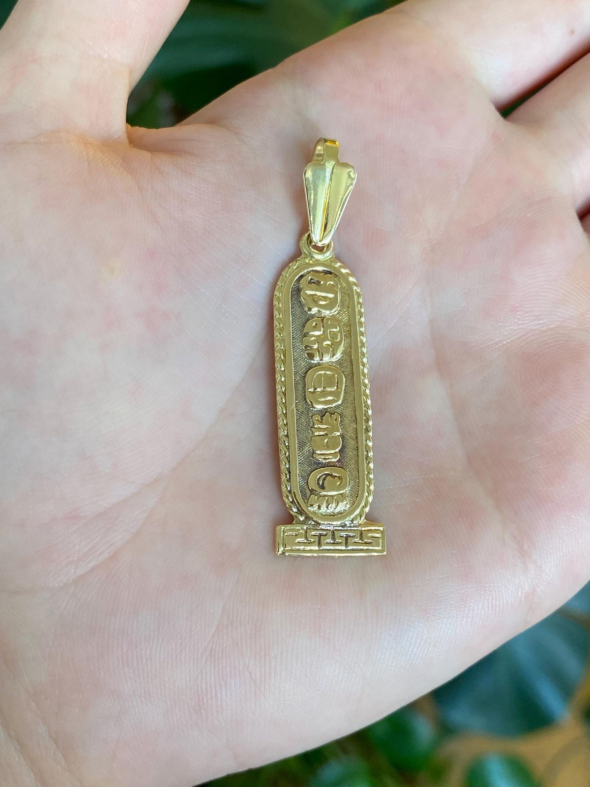 Vintage Solid 18k Yellow Gold Egyptian Cartouche Charm