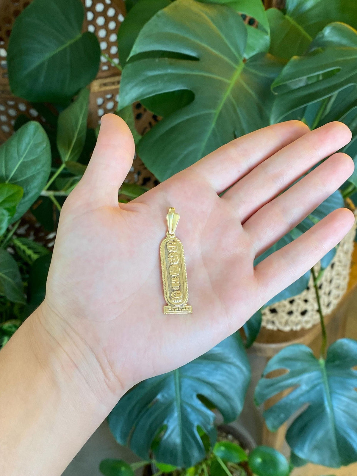 Vintage Solid 18k Yellow Gold Egyptian Cartouche Charm