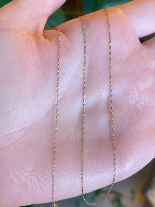 Vintage Solid 10k Yellow Gold Dainty Chain Necklace - 18 inches