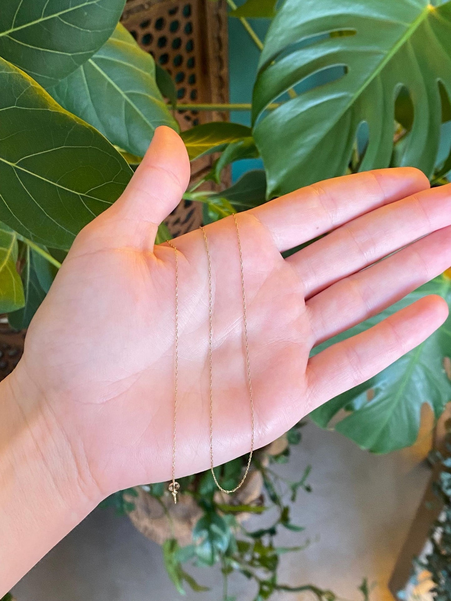 Vintage Solid 10k Yellow Gold Dainty Chain Necklace - 18 inches