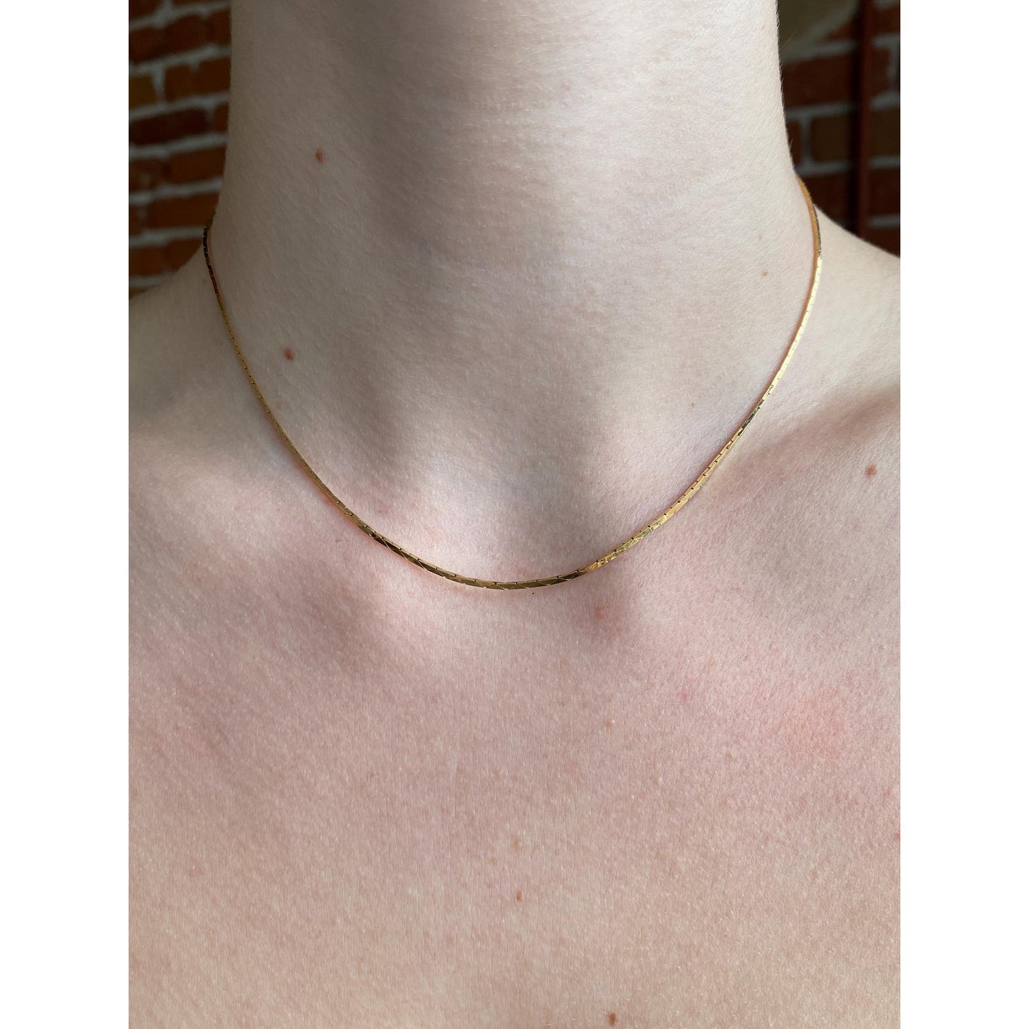 Vintage Solid 14k Yellow Gold Triangle Link Chain Necklace - 15.25 inches