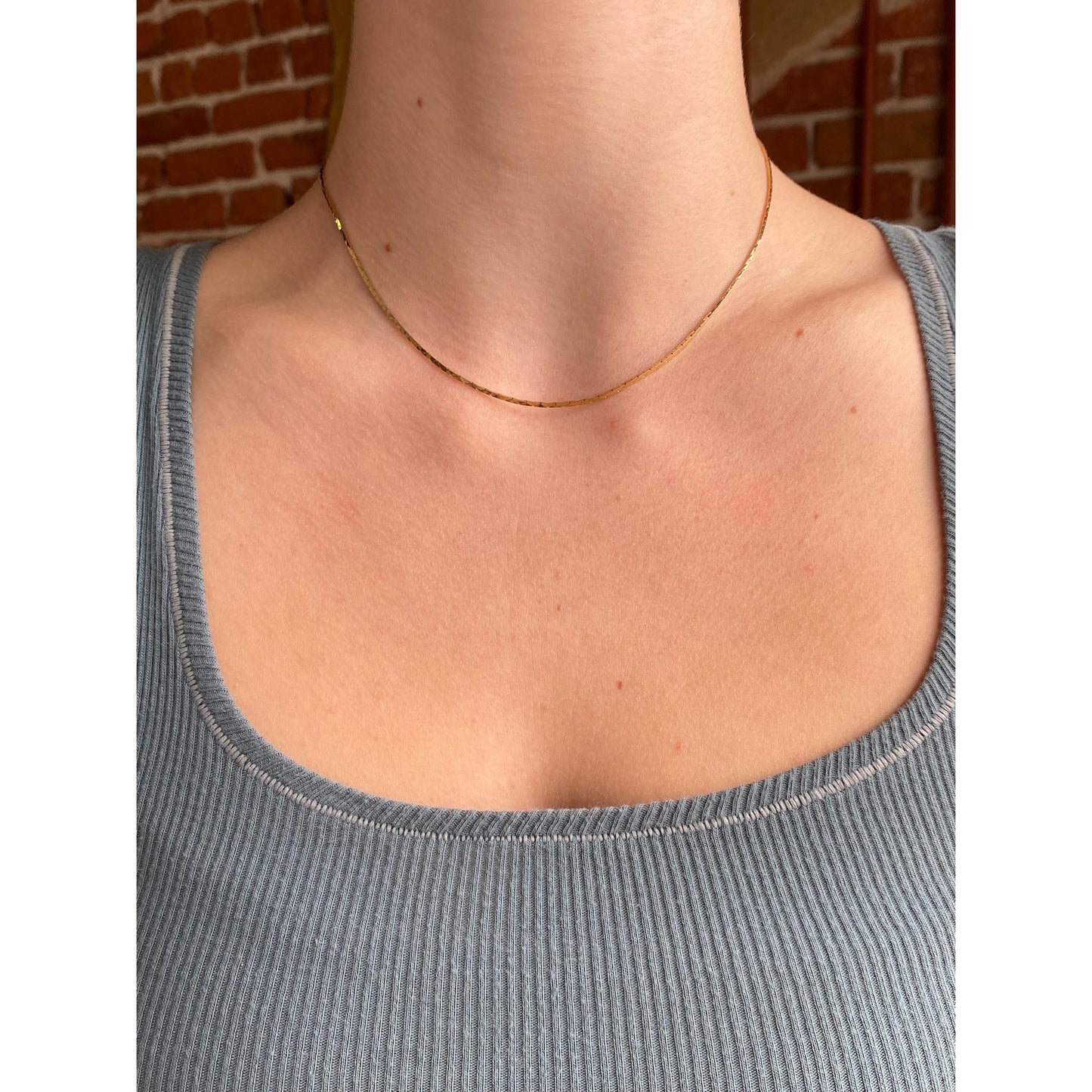 Vintage Solid 14k Yellow Gold Triangle Link Chain Necklace - 15.25 inches