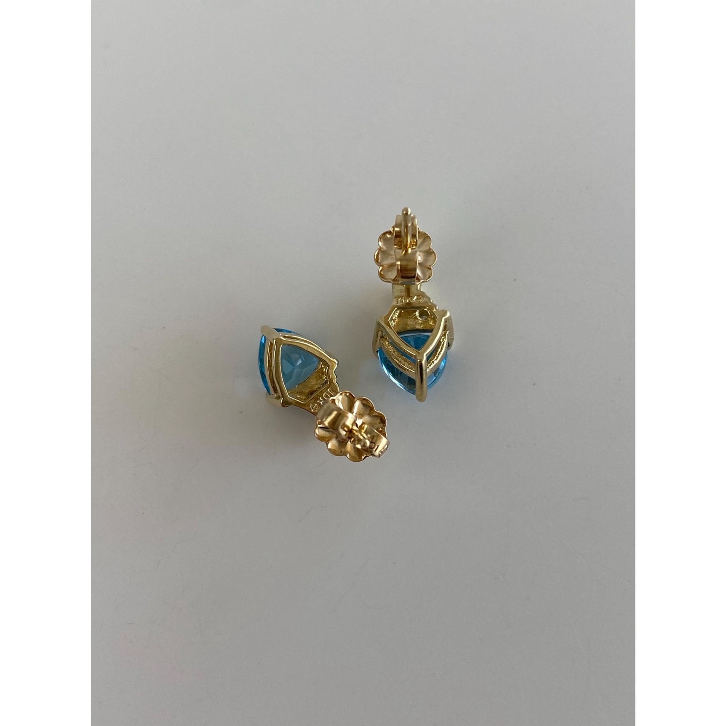 Vintage Solid 10k Yellow Gold Diamond Topaz Stud Earrings