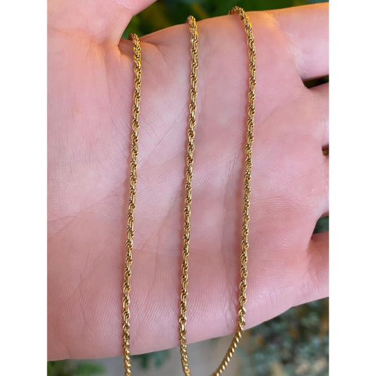 Solid 18k Yellow Gold Rope Chain Necklace - 31 inches