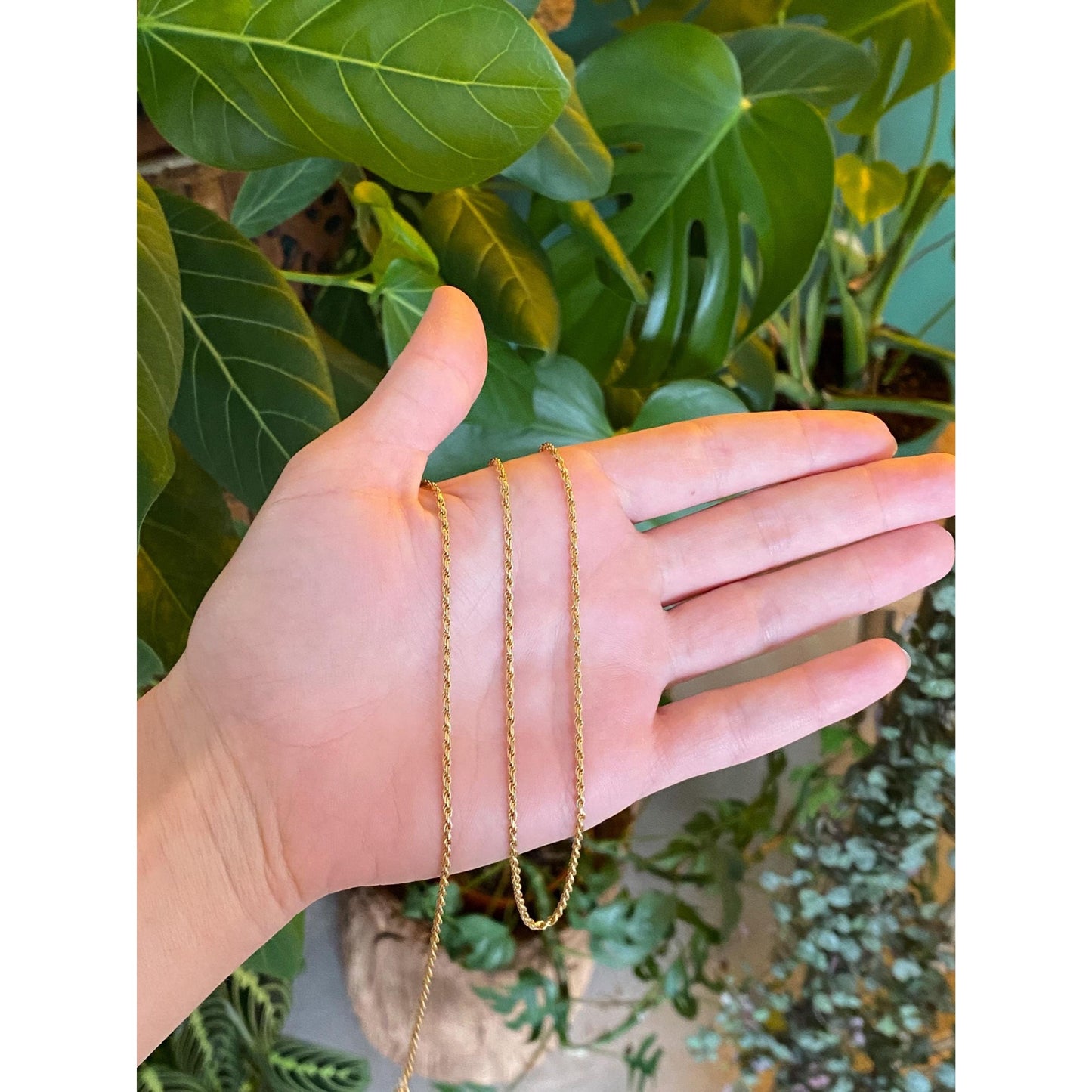 Solid 18k Yellow Gold Rope Chain Necklace - 31 inches