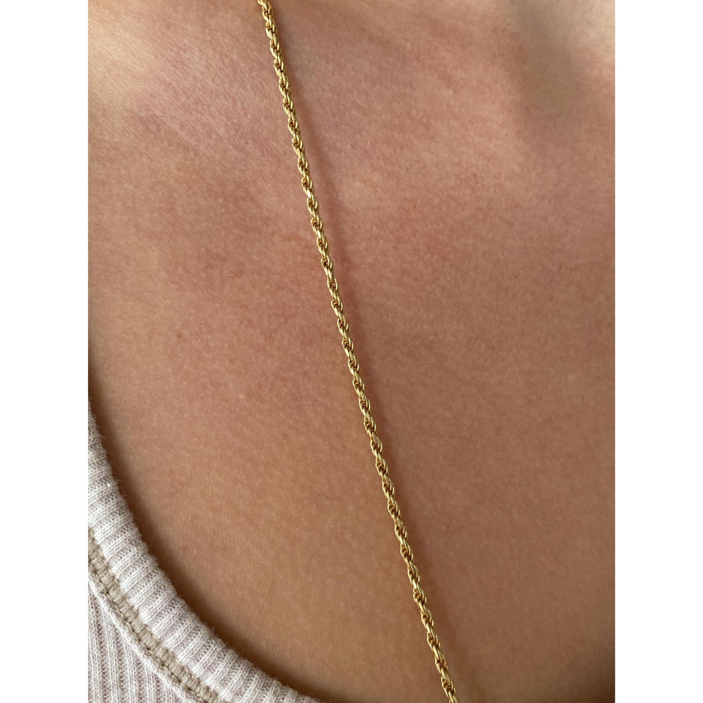 Solid 18k Yellow Gold Rope Chain Necklace - 31 inches