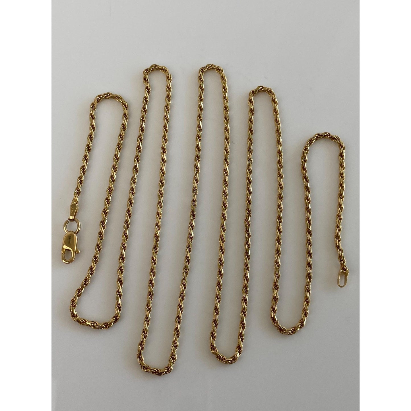 Solid 18k Yellow Gold Rope Chain Necklace - 31 inches