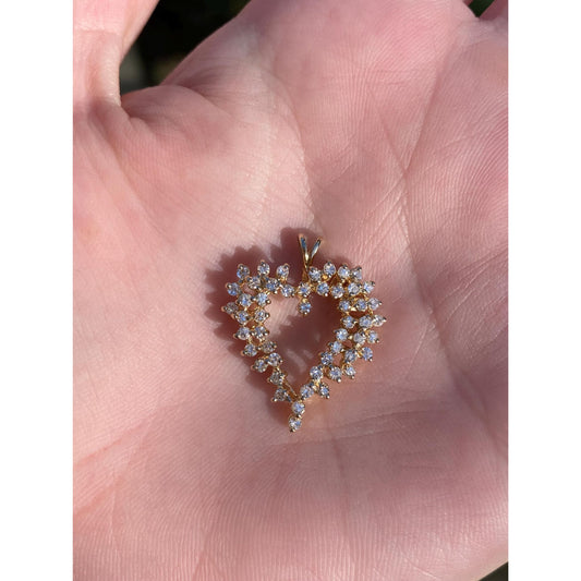 Vintage Solid 14k Yellow Gold Diamond Heart Charm