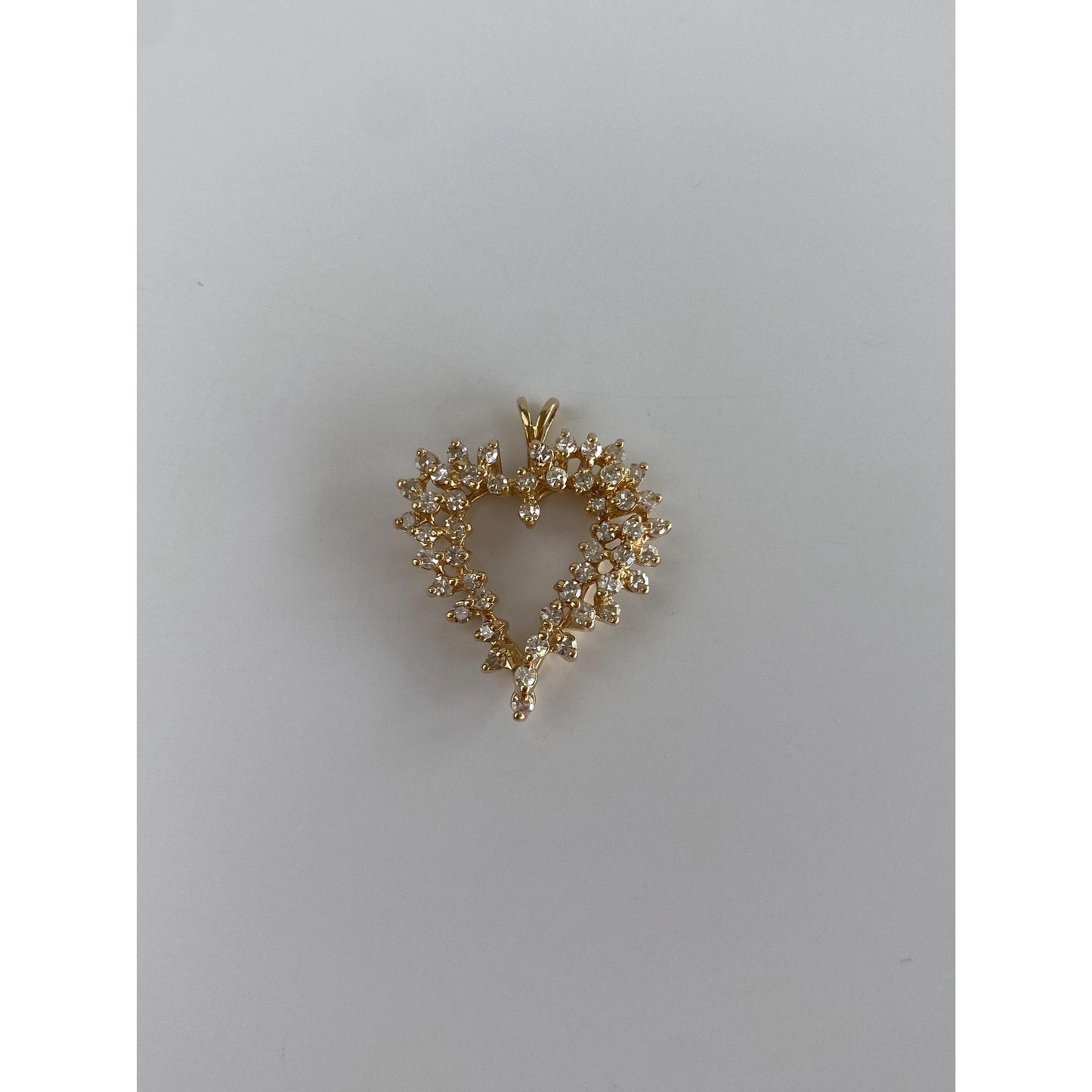 Vintage Solid 14k Yellow Gold Diamond Heart Charm